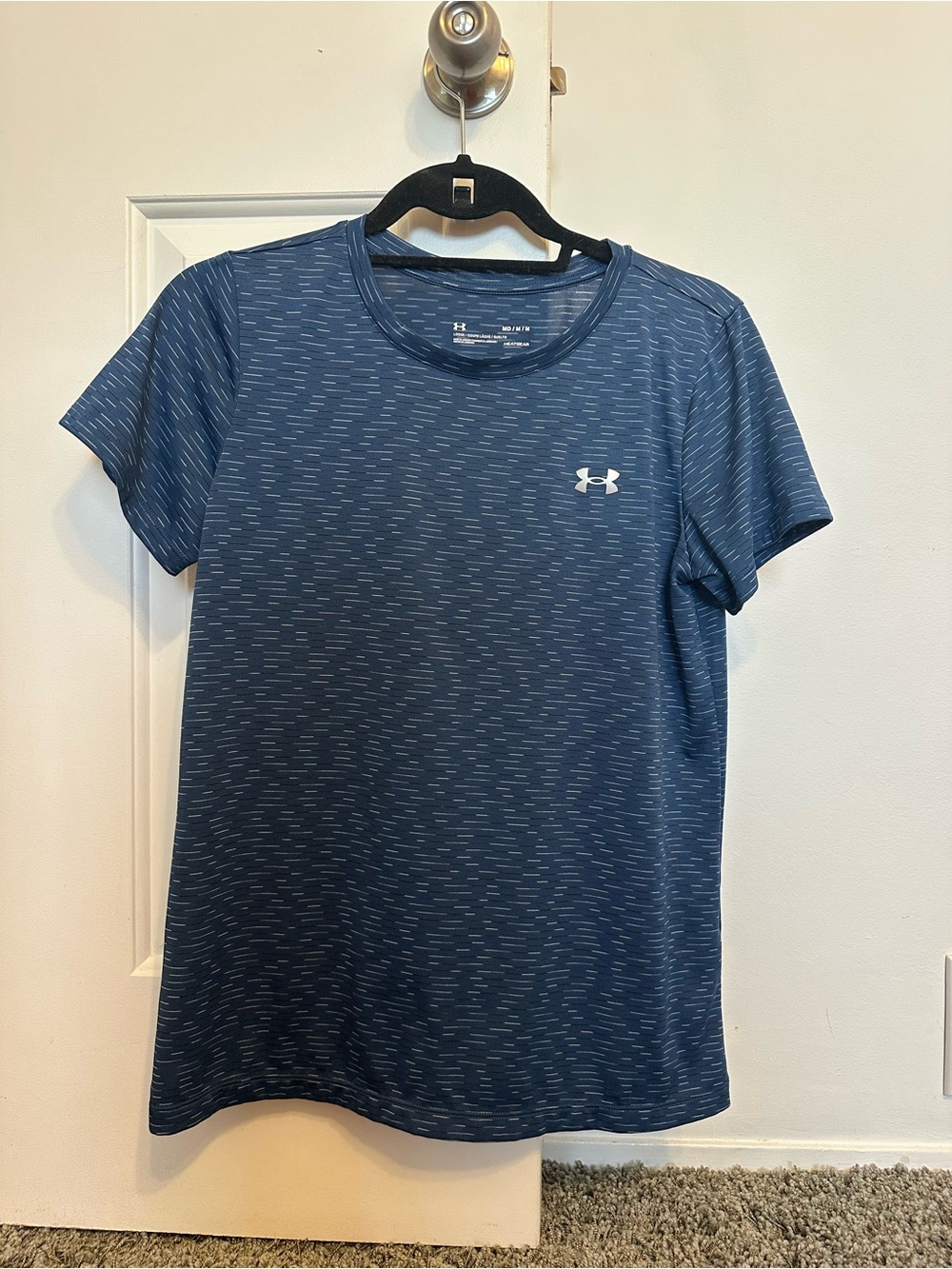 Medium Navy Blue Printed Under Armour Workout T-Shirt